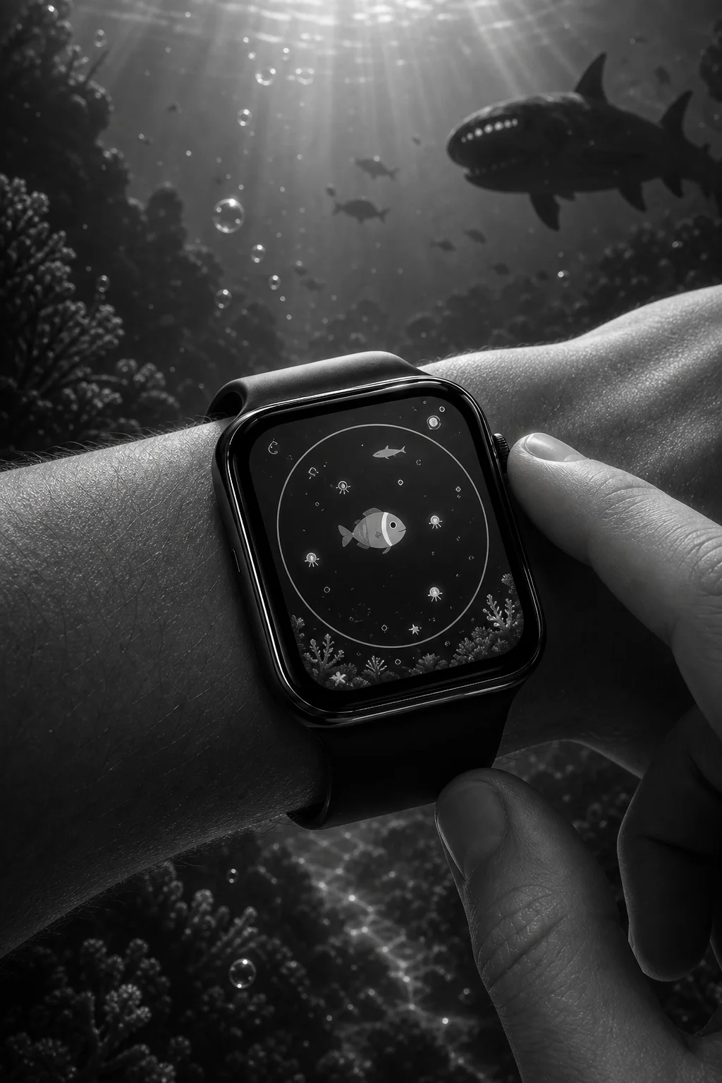 Abyss Ascent underwater gameplay on Apple Watch